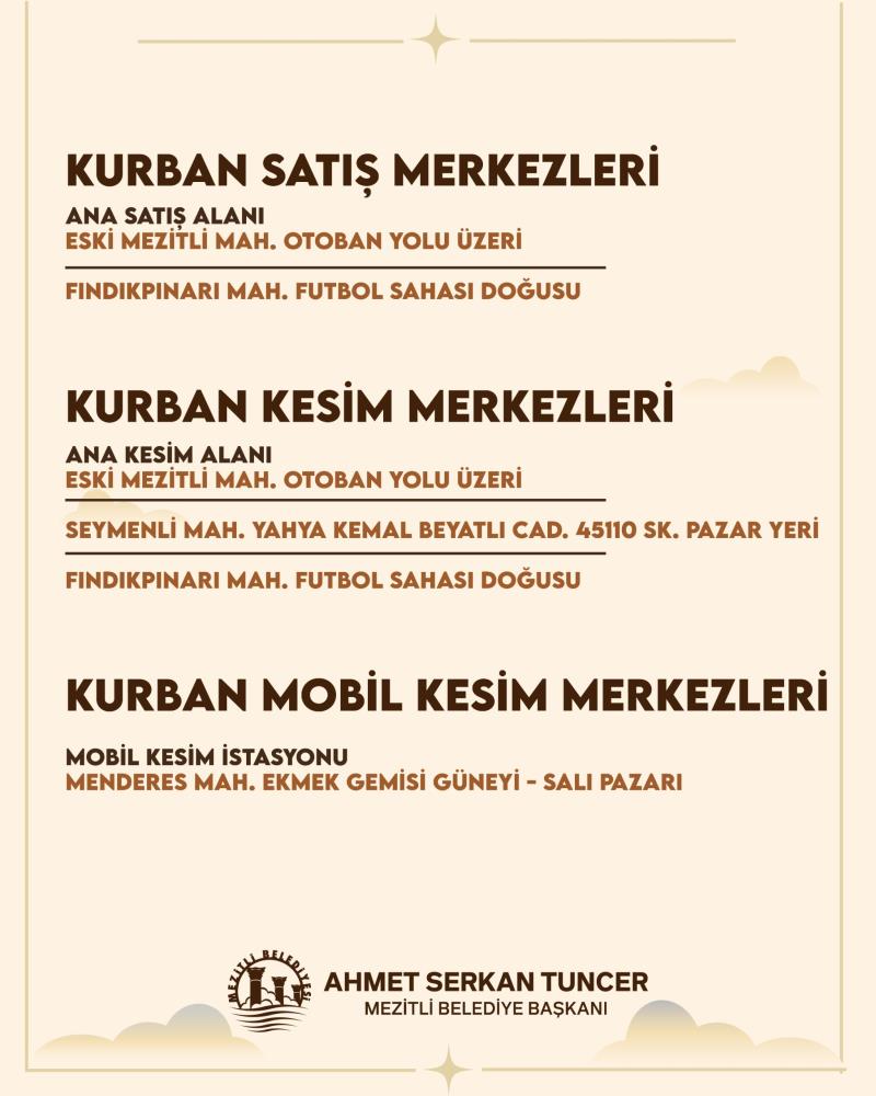 Kurban kesim ve satış noktaları belirlendi