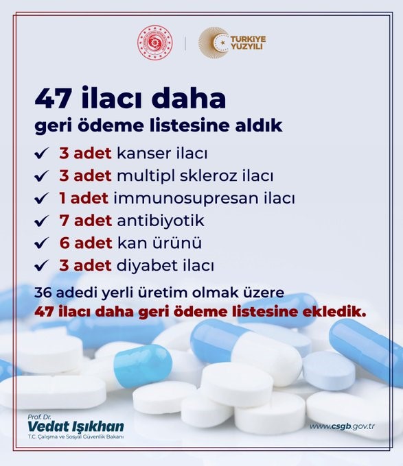 47 ilaç geri ödeme listesine alındı